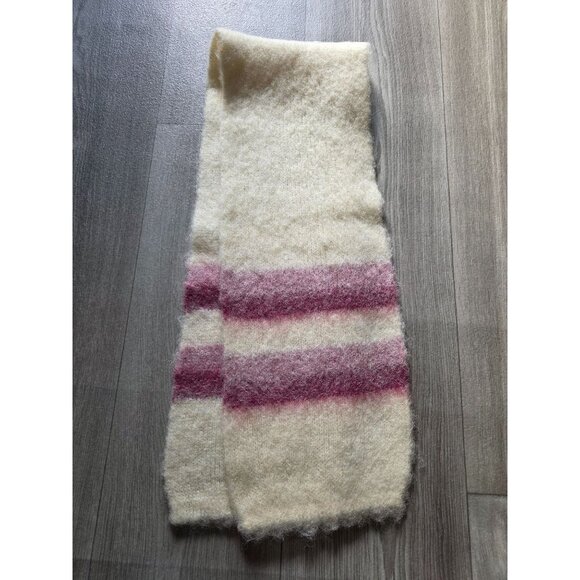 Vintage Hand-Knitted Wool & Mohair Striped Scarf - Picture 1 of 8